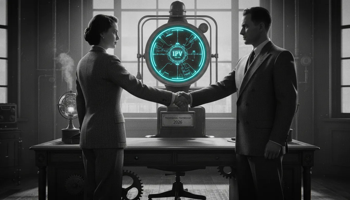 agence iptv Mur de moniteurs vintage style industriel en noir et blanc avec lueurs ambrées symbolisant l'infrastructure technique d'une agence IPTV.